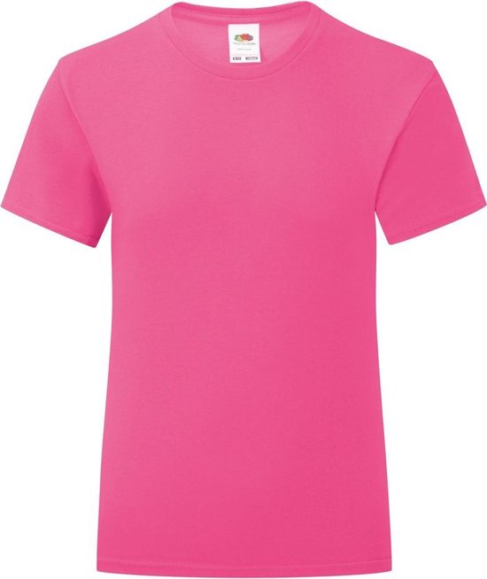 T-Shirt Iconic Fruit Of The Loom Filles (Rose Fuchsia)