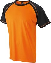 James and Nicholson - Heren Raglan T-Shirt (Oranje/Zwart)