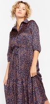 LOLALIZA Hemd jurk met luipaardprint - Marine Blauw - Maat 40