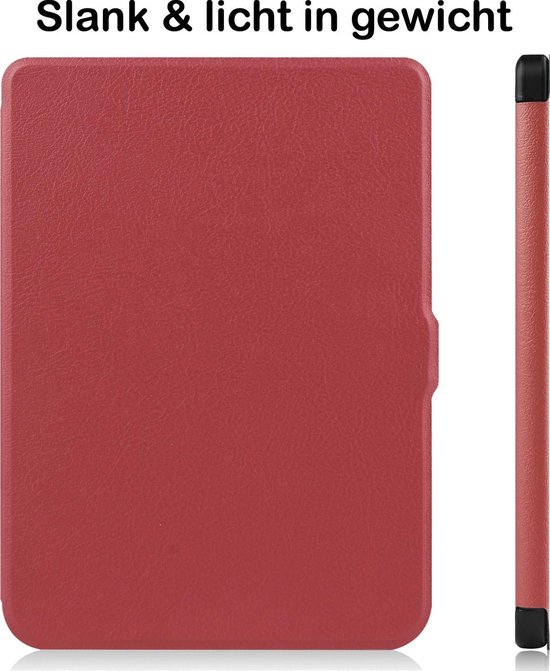 Hoesje Geschikt voor Kobo Nia Hoesje Luxe Bescherm Case - Hoes Geschikt voor Kobo Nia Hoes Book Cover - Donkerrood van Luxe Bescherm Case — afbeelding 4