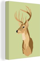Une illustration d'une tête de cerf sur toile 60x80 cm - Tirage photo sur toile (Décoration murale salon / chambre) / Peintures sur toile animaux sauvages