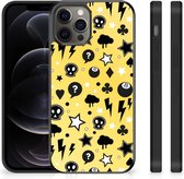 Telefoon Hoesje Geschikt voor iPhone 12 Pro Max Silicone Back Cover met Zwarte rand Punk Yellow