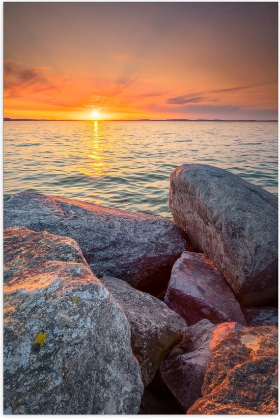 Poster – Zonsondergang op de Rotsen - 80x120cm Foto op Posterpapier