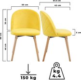 Trend24 Eetkamerstoelen set van 4 - Stoelen eetkamer - Stoelen set van 4 - Stoelen 4 stuks - Stof - Beukenhout - Geel