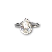 Zilveren ring Swarovski druppelvorm