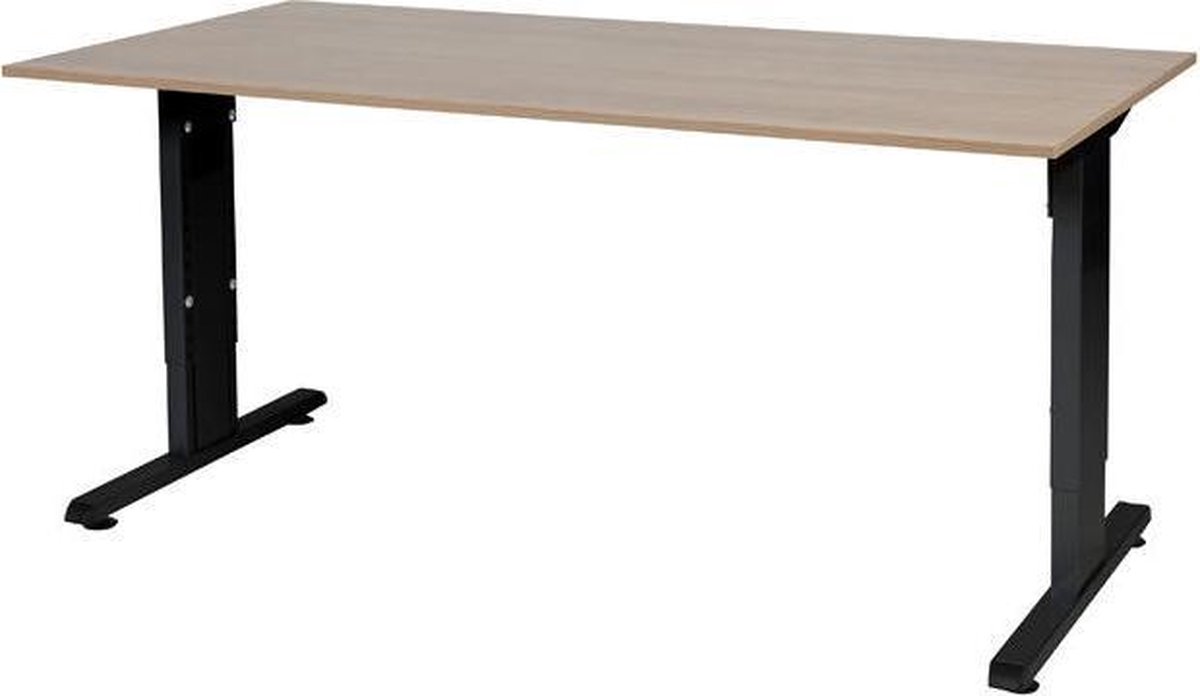 RoomForTheNew Bureau Schiphol Normal-Bureau - Bureautafel - Gaming bureau - Game bureau - Computertafel - Desk - Bureau wit - Verstelbaar bureau - Gaming Desk - Bureau tafel - Bureau verstelbaar--Havana blad-Zwart  onderstel- 160x80