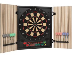OneConcept - Dartmaster 180 Dartautomaat, Elektronisch dartbord, E-Darts, Dartbord voor tot 8 spelers, virtuele tegenstander, LED-displays, 12 pijltjes, beige