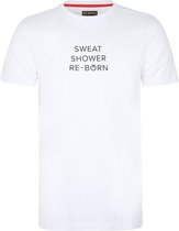 Re-Born Slogan T-shirt Sweat Korte Mouw Unisex - Wit - Maat L