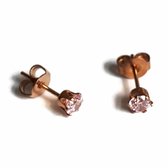 Aramat jewels ® - Rosékleurige oorbellen zirkonia zweerknopjes roze chirurgisch staal 4mm