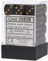 Afbeelding van het spelletje Chessex 36-Die Set Opaque 12mm - Black/Gold