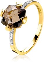 Zinzi Gold 14 karaat gouden ring diamant bruin ZGR71