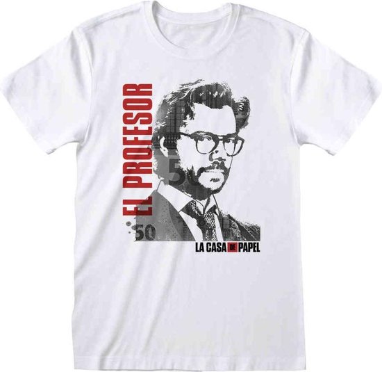 La Casa De Papel Heren Tshirt El Profesor Wit