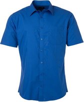 James and Nicholson Herenshort Poplin Shirt met korte mouwen (Koningsblauw)