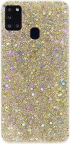 ADEL Premium Siliconen Back Cover Softcase Hoesje Geschikt voor Samsung Galaxy A21s - Bling Bling Glitter Goud