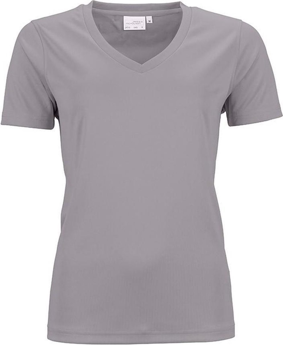 James and Nicholson Dames/dames Actief V Hals T-Shirt (Lichtgrijs Melange)