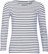 SOLS Dames/dames Marine Long Sleeve Stripe T-Shirt (Wit/Zwaar)