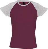 SOLS Dames/dames Melkachtig Contrast T-Shirt met korte mouw (Bourgogne/Grijs Melange)