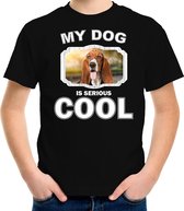 Basset honden t-shirt my dog is serious cool zwart - kinderen - Basset liefhebber cadeau shirt L (146-152)