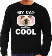 Rag doll katten trui / sweater my cat is serious cool zwart - heren - katten / poezen liefhebber cadeau sweaters 2XL