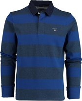 Gant - Polo Poloshirt Rugger Strepen Cobalt Blauw - XL - Modern-fit