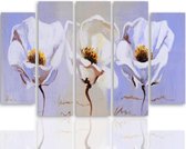Schilderij , 3 bloemen , 4 maten , 5 luik , multikleur , Premium print , XXL