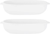 2x Witte ovenschalen 18,5 x 11,5 x 5 cm - Ovaal - Klassieke braadsledes - Ovenschotel schalen - Bakvorm/braadslede
