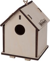 Pakket van 4x stuks 2-in-1 Vogelhuisje/nestkastje van hout 14 x 19 cm - Tuindecoratie/accessoires - Vogelvriendelijk - Vogelhuisjes - Voederhuisjes - Nestkastjes