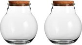 3x stuks glazen voorraadpotten met kurk deksel 19 x 21 cm - Decoratie potten van glas