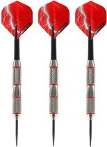 1x Set van 3 dartpijlen Blackjack Brass Red 25 grams - Darten/darts sport artikelen pijltjes messing