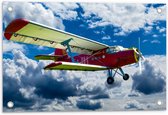 Tuinposter – Zweefvliegtuig in de Wolken - 60x40cm Foto op Tuinposter  (wanddecoratie voor buiten en binnen)