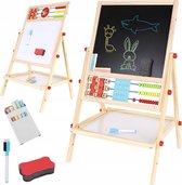 Houten Schoolbord op standaard - Krijtbord voor kinderen - Whiteboard - Dubbelzijdig - Hout
