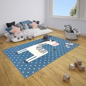 Kindervloerkleed - Lara Zebra Blauw 80x150cm