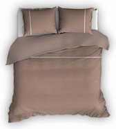 Warme Flanel Eenpersoons Dekbedovertrek Stripe Taupe/Wit | 140x200/220 | Hoogwaardig En Zacht | Ideaal Tegen De Kou