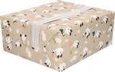 2x Rollen inpakpapier/cadeaupapier geboorte/ooievaar thema 300 x 70 cm taupe - Cadeauverpakking kadopapier - Geschenkverpakking op rol