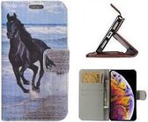 iPhone XS Max Hoesje Wallet Case Zwarte Paard