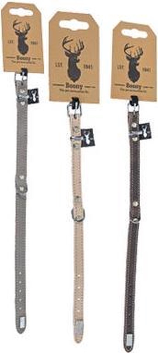 Boony Est. 1941 Halsband Leder - 12 mm/30 cm - Grijs