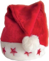 Verhaak Kerstmuts Met Sterverlichting Polyester Rood/wit