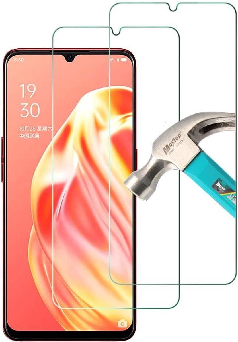 Screenprotector Glas - Tempered Glass Screen Protector Geschikt voor: Oppo Reno 3 Pro - 2x