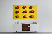 Schilderij - One green apple standing out — 100x70 cm