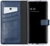 Selencia Hoesje Geschikt voor Samsung Galaxy A42 Hoesje Met Pasjeshouder - Selencia Echt Lederen Bookcase - Blauw