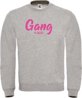 Wintersport sweater grijs XL - Gang is alles - fluor roze - soBAD. | Foute apres ski outfit | kleding | verkleedkleren | wintersporttruien | wintersport dames en heren