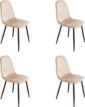 PoleWolf - Blossom stoel - Velvet - Sand White - Korting- Set van 4