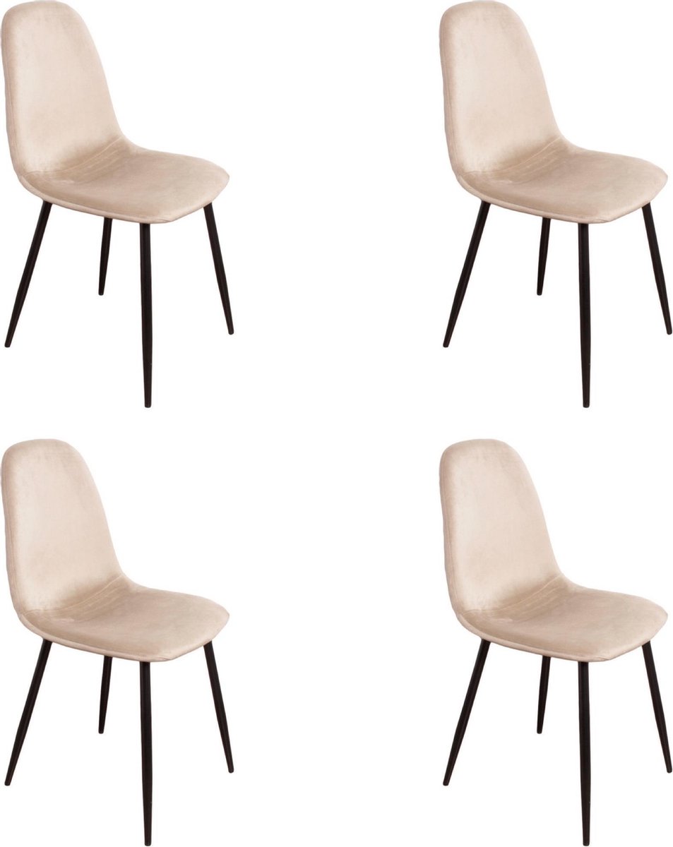 PoleWolf - Blossom stoel - Velvet - Sand White - Korting- Set van 4 - PoleWolf