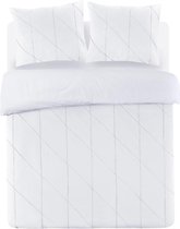 Luxe Percale Katoen Eenpersoons Dekbedovertrek Veerle Wit | 140x200/220 | Zacht En Elegant | Topkwaliteit