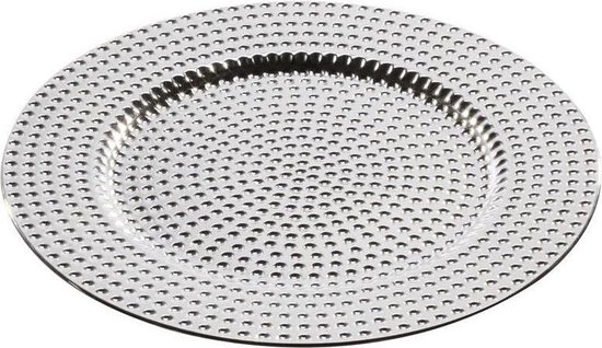1x Ronde kaarsenborden/onderborden glamour zilver 33 cm – Onderbord – Kaarsenbord – Onderzet bord voor kaarsen