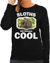 Dieren luiaards sweater zwart dames - sloths are serious cool trui - cadeau sweater luiaard/ luiaards liefhebber L