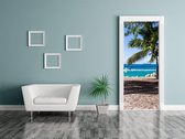 Sticky Decoration - Luxe Deursticker Palmboom met uitzicht op zee - op maat voor jouw deur