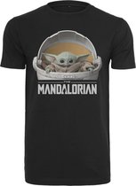 Urban Classics Star Wars Heren Tshirt -S- Baby Yoda Mandalorian Logo Zwart