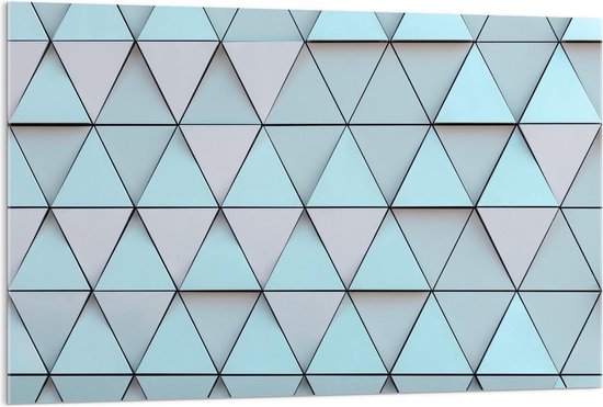 Acrylglas - Blauwe Driehoeken - 120x80cm Foto op Acrylglas (Wanddecoratie op Acrylglas)