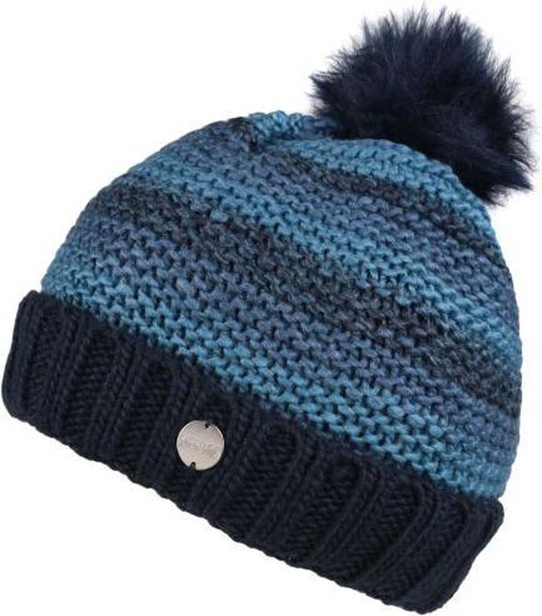 Frosty IV met Fleece gevoerde gebreide muts met pompom van Regatta voor Dames Muts Blauw